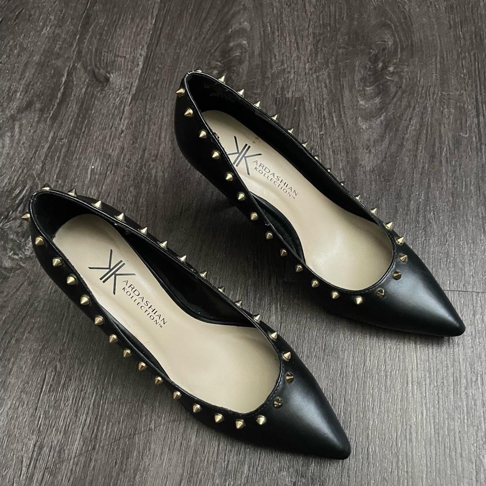 New Kardashian Kollection Black Studded Heels .